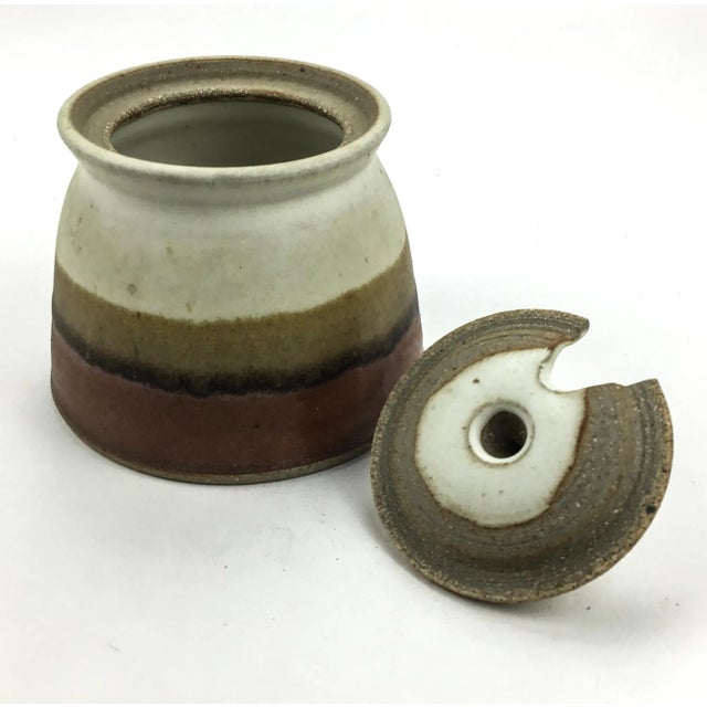 Artisan Hand Thrown Clay Salt or Sugar Cellar For Sale In Portland, ME - Image 6 of 11