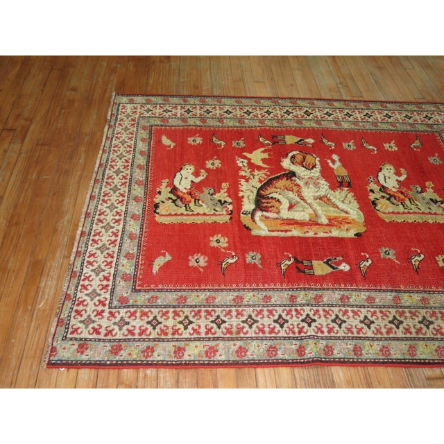 Antique Zabihi Collection Pictorial Dog Animal Karabagh Rug - 3'9" x 6'2" For Sale In New York - Image 6 of 10