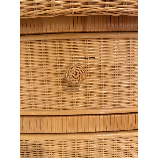 English Vintage Polo Ralph Lauren Wicker Rattan Bowfront Dresser | 6 Drawer, Attributed For Sale - Image 3 of 5