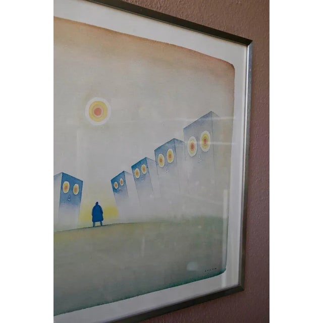 1980s Jean Michel Folon, Dreamlike Spirit, 1980s, Large Lithograph, Framed For Sale - Image 5 of 10
