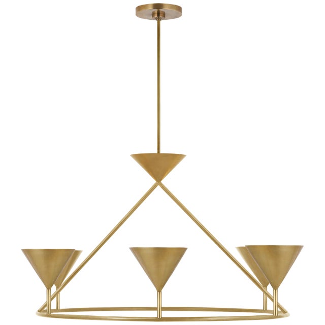 Modern Paloma Contreras for Visual Comfort Signature Collection Orsay Large Ring Chandelier in Hand-Rubbed Antique Brass For Sale - Image 3 of 3