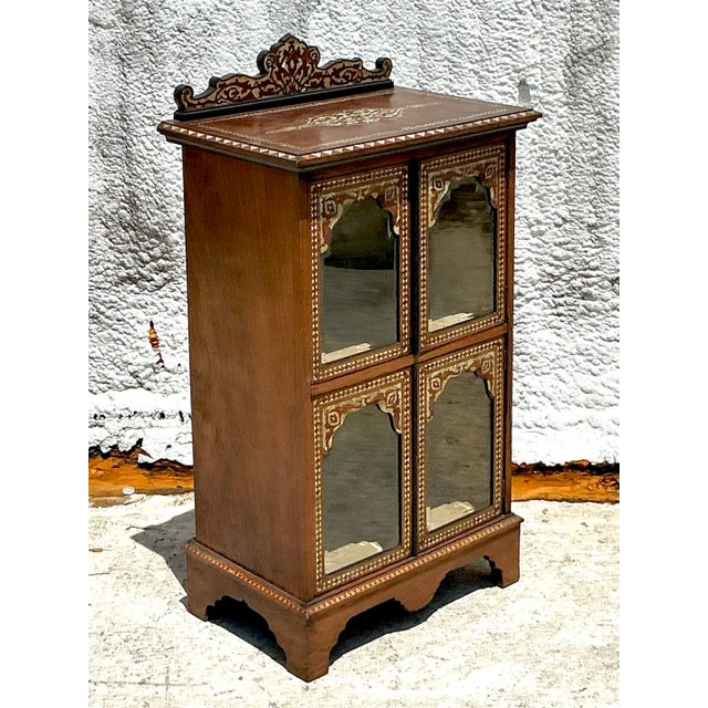 Sienna Vintage Boho Inlay Display Cabinet For Sale - Image 8 of 11