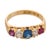 Victorian 19th Century Victorian English Sapphire Ruby Diamond 18k Yellow Gold Five Stone Ring, Size 5.75 For Sale - Image 3 of 7
