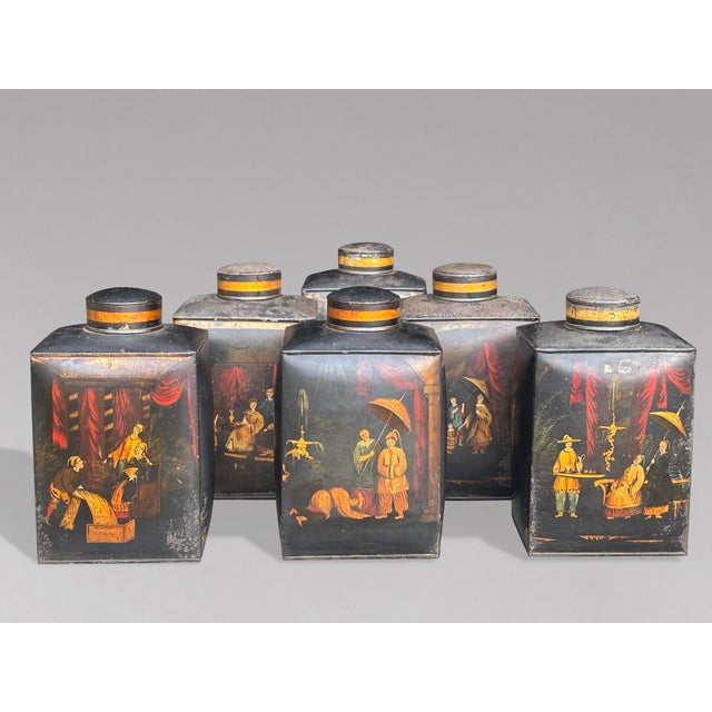 Early 19th Century William IV Painted Toleware Tea Canisters, 1830, Set of 3 For Sale - Image 5 of 8