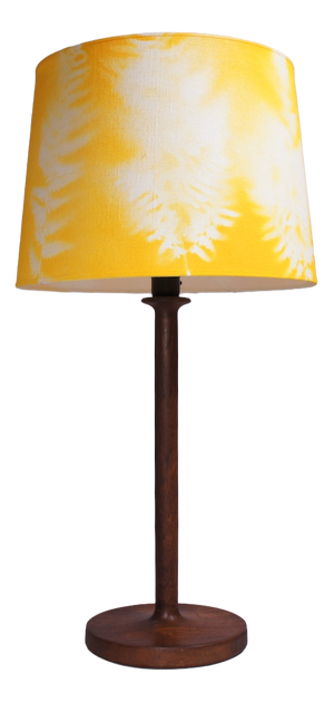Table Lamp in Teak with Fabric Shade, 1950s