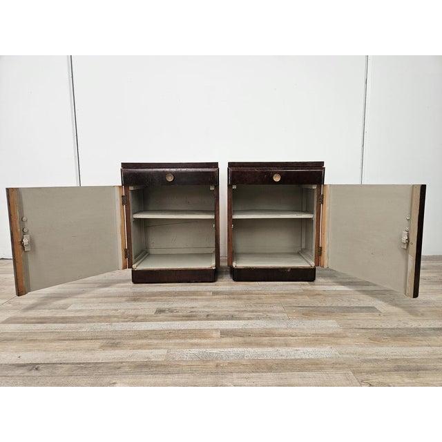 Art Deco Oak Burl Bedside Tables, 1950, Set of 2 For Sale - Image 15 of 18