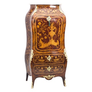 19th Century French Rococo Revival Marquetry Secretaire For Sale