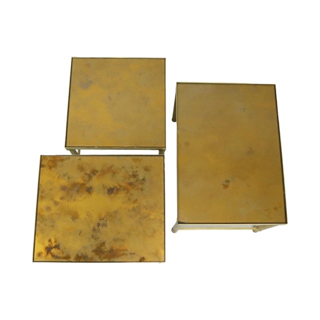 Metal Vintage Nesting Tables in Brass and Copper, 1950s, Set of 3 For Sale - Image 7 of 13