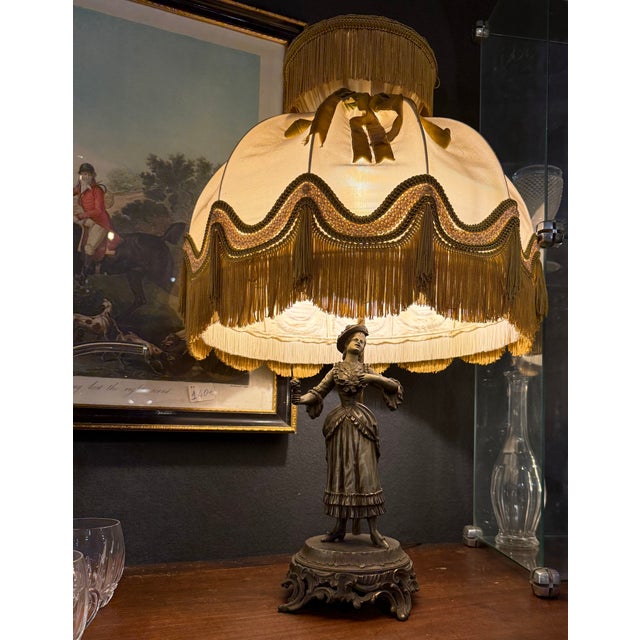 Bedside Lamp in Spelter, 1950s For Sale - Image 6 of 6