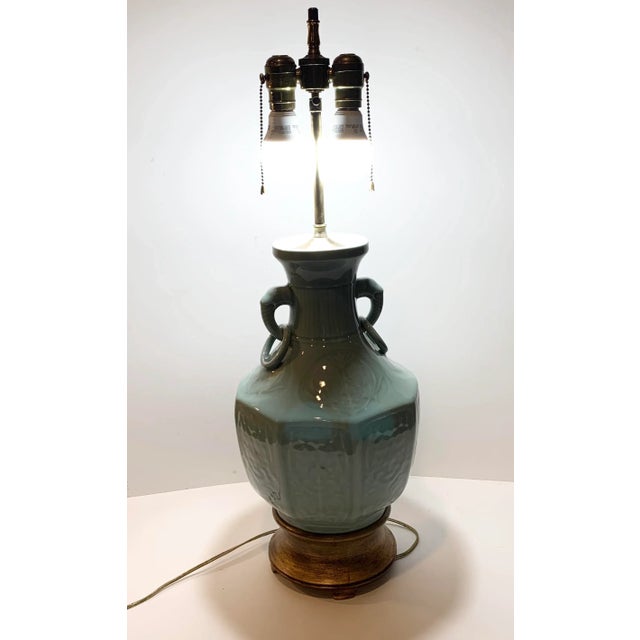 Antique Asian Adjustable Porcelain Double Socketed Lamp For Sale In Wichita - Image 6 of 10