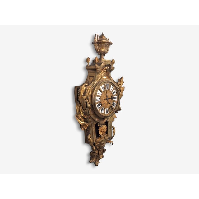 Bronze Louis Xv, Figural Cartel Clock, Dore Bronze, France, 19th Century For Sale - Image 8 of 18
