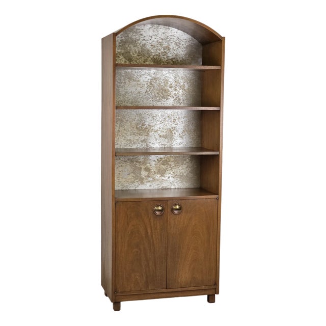 Walnut Mid Century Arch Top Cabinet For Sale