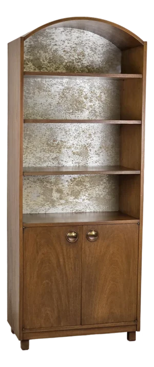Walnut Mid Century Arch Top Cabinet