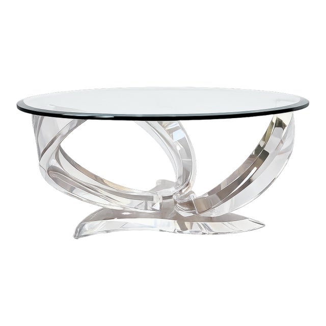 Sculptural 'Cyclone' Coffee Table in Lucite & Glass by Shlomi Haziza, 1980s For Sale