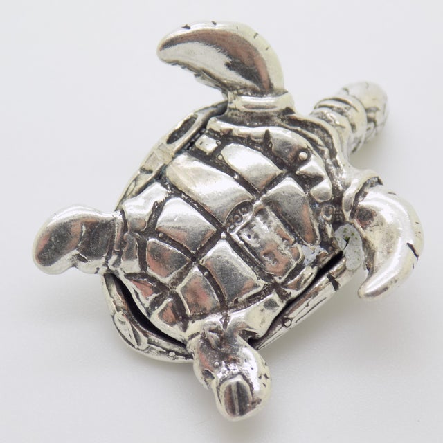 Vintage Italian Handmade Silver Loggerhead Sea Turtle Figurine, 1980s For Sale - Image 4 of 11