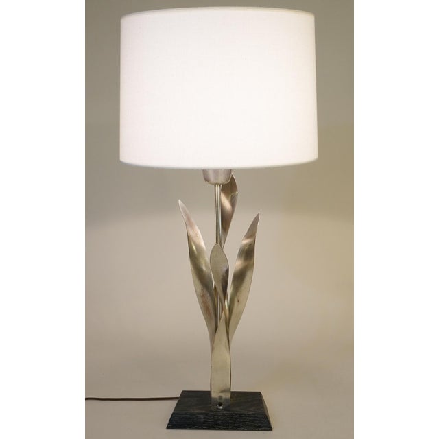 Russel Wright 1950s Mid Century Modern Sculptural Tulip Nickel Brass Table Lamp 1950's Russel Wright For Sale - Image 4 of 13