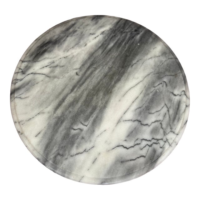 Round Gray /White Marble Lazy Susan/Serving Tray For Sale