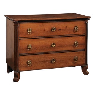 19th Century French Wooden Commode w/Neat Brass Hardware For Sale