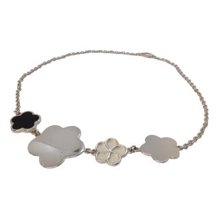 Art Deco Floral Necklace in Sterling Silver from Christofle, France, 2000s For Sale
