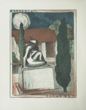 Roger Crusat, Paysage nocturne, Lithograph