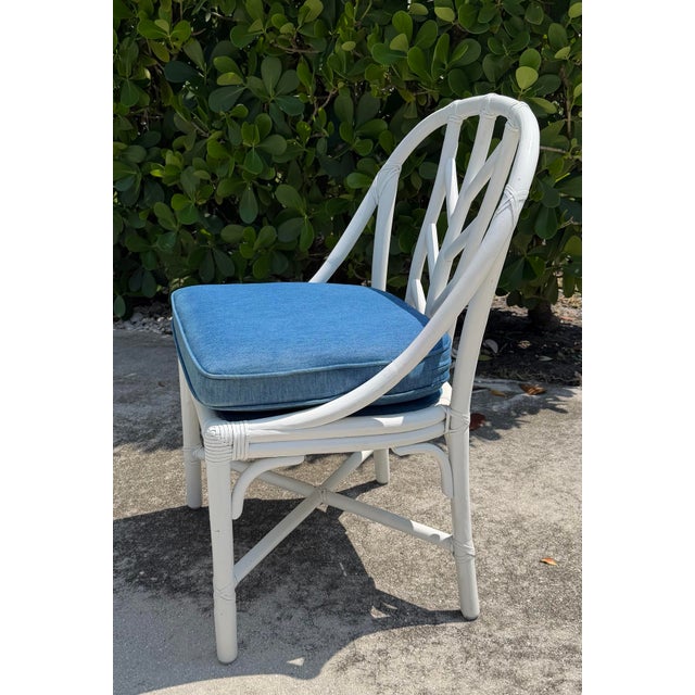 Late 20th Century Vintage McGuire Painted Rattan Chippendale Chair For Sale - Image 5 of 12