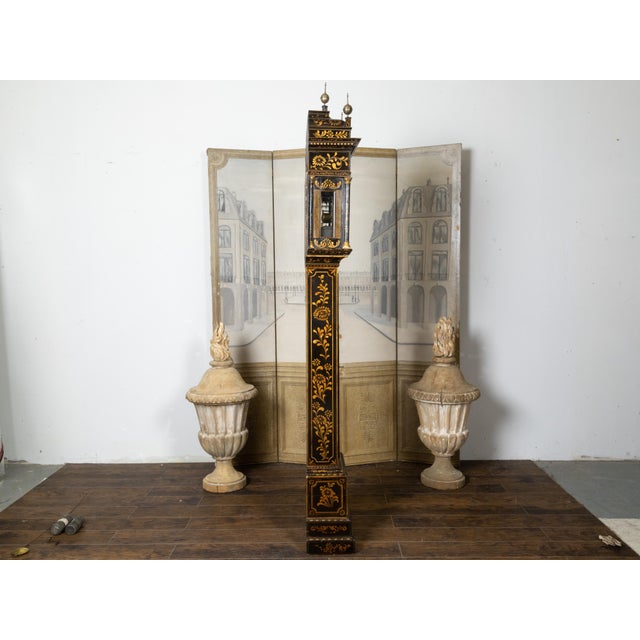 Black English George III 18th Century Japanned Tall Case Clock with Chinoiserie Décor For Sale - Image 8 of 12