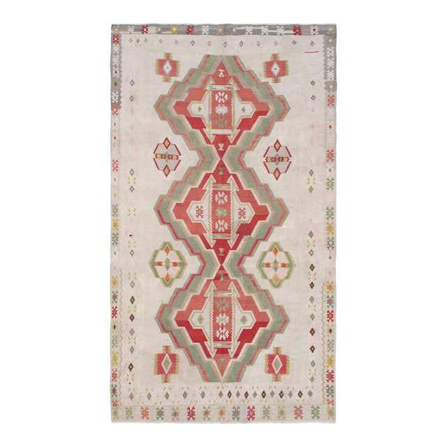 Large Vintage Turkish Kilim Rug - 6`9" X 11`8" For Sale