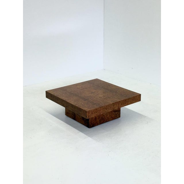 Mid-Century Modern Square Coffee Table by Fratelli Turri with Burl Wood, 1970s For Sale - Image 3 of 12