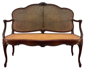 Louis XV Mahogany and Cane Bench