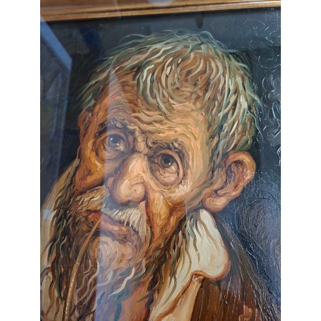 Tullio Grassi, Man with Pipe, 1980, Oil on Canvas, Framed For Sale - Image 6 of 12