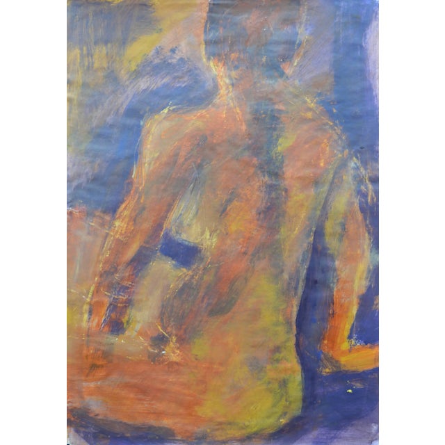 Contemporary Angela Lyle "Purple Back" Mixed Media Painting on Paper 2001 For Sale - Image 3 of 3