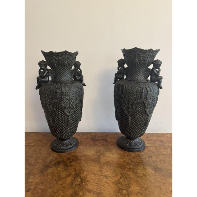 Brown Antique Victorian Vases by Bernhard Bloch, 1890, Set of 2 For Sale - Image 8 of 9