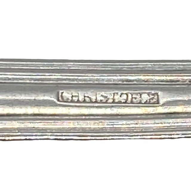 Metal Antique French Christofle “Chinon” Glossy Silver Plate European Place Oval Soup Spoon With Monogram For Sale - Image 7 of 13