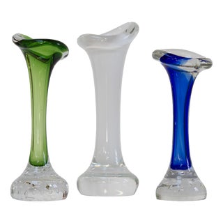 Swedish Bone Glass Vases by Bo Borgström for Aseda, 1960s, Set of 3 For Sale