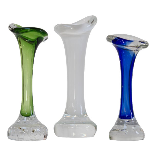 Swedish Bone Glass Vases by Bo Borgström for Aseda, 1960s, Set of 3 For Sale