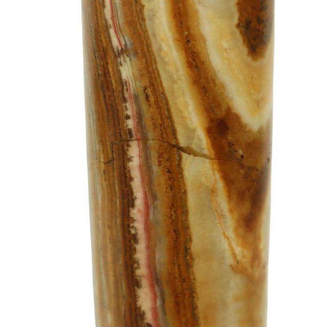 Onyx and Brass Column Table Lamp, 1950s For Sale - Image 9 of 17