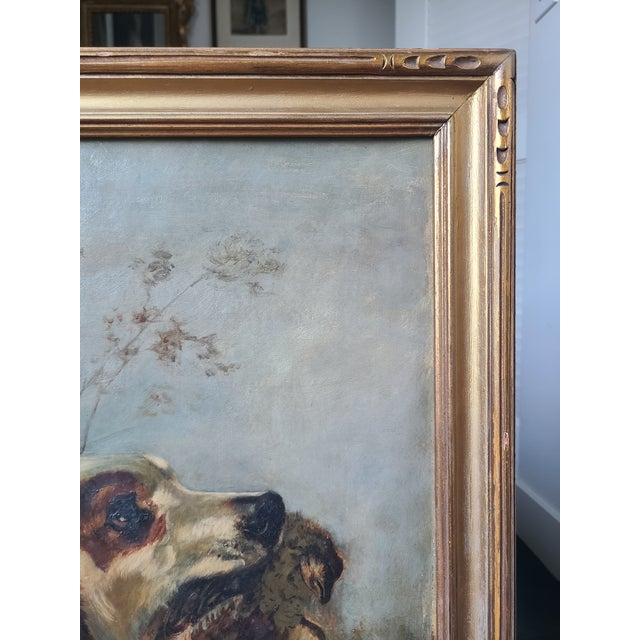 Antique 19th Century Oil Painting Moody Dog Portrait English Setter Hunting Scene For Sale In Los Angeles - Image 6 of 17