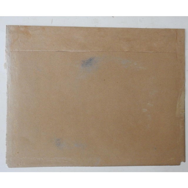 Vintage mid 20th century pastel on paper rocky coast seascape painting. Unsigned. Unframed, age toning, corner losses,...