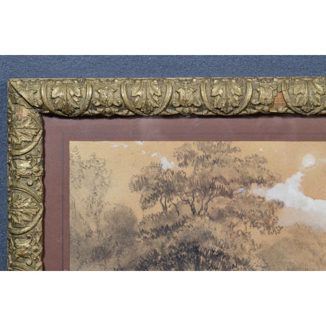 Attributed to Franz Joseph Manskirch (1768–1830) Romantic Charcoal and Pencil Drawing — Couple in a Woodland, 19th Century For Sale - Image 9 of 12