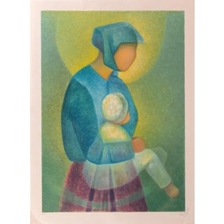 Louis Toffoli, La Maternité bleue, Lithograph For Sale