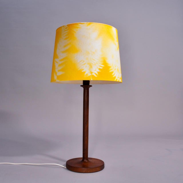 Table Lamp in Teak with Fabric Shade, 1950s, in Flawless conditions. Designed 1950 to 1959 European Plug (up to 250V).The...