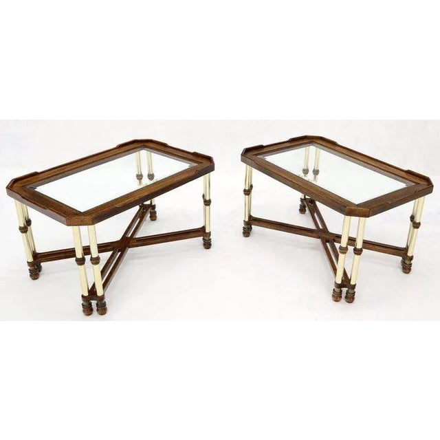 Mid-Century Modern X-Bases Glass Tops End Side Tables - a Pair For Sale - Image 13 of 13