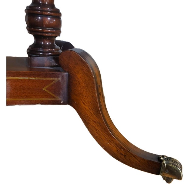 19th C English Regency Carved Brass Inlaid Rosewood Drop Leaf Sofa Table Desk For Sale - Image 17 of 18