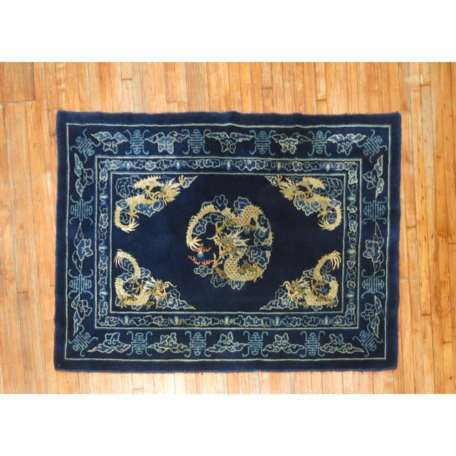 Vintage Dragon Chinese Peking Rug - 4'1" x 6'1" For Sale - Image 11 of 11