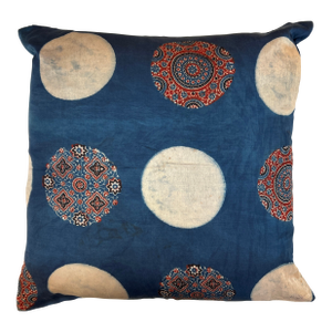 Alamwar Natural Hand Dyed Indigo Pillow With New Feather Down Insert