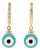Turquoise Enamel Diamond Hoop Evil Eye Earrings, A Pair For Sale