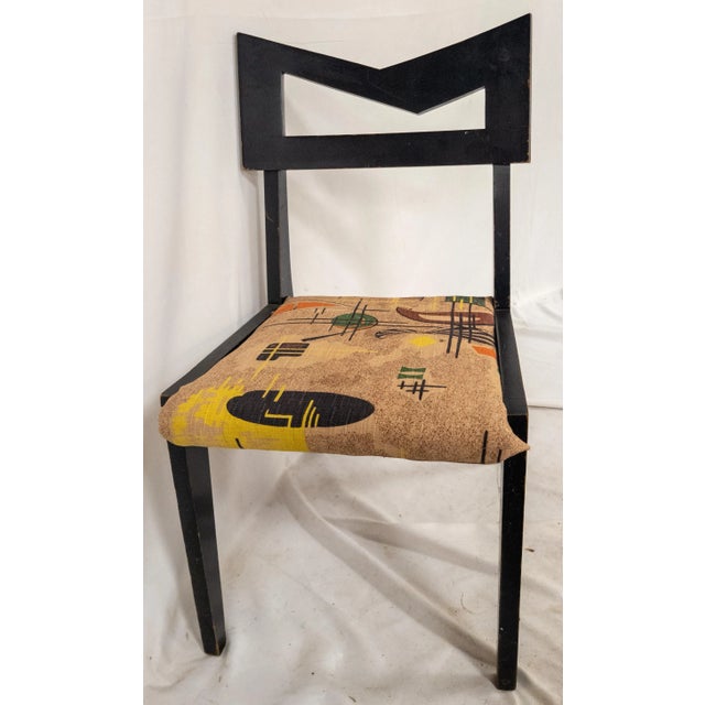 Mid-Century Modern Mid-Century Funky Art Deco Black Painted Decorative Side Chair For Sale - Image 3 of 12