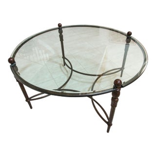 Michael Taylor Designs Montecito Round Glass Outdoor Coffee Table For Sale