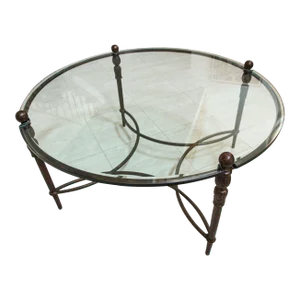 Michael Taylor Montecito Round Glass Coffee Table Outdoor Indoor Cocktail Table