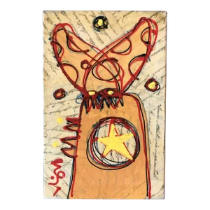 Contemporary Original Wayne Cunningham Small Abstract Painting/Collage Signed